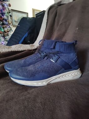 Men's Puma Navy Knit Sock Ankle High-Top Athletic Sneakers